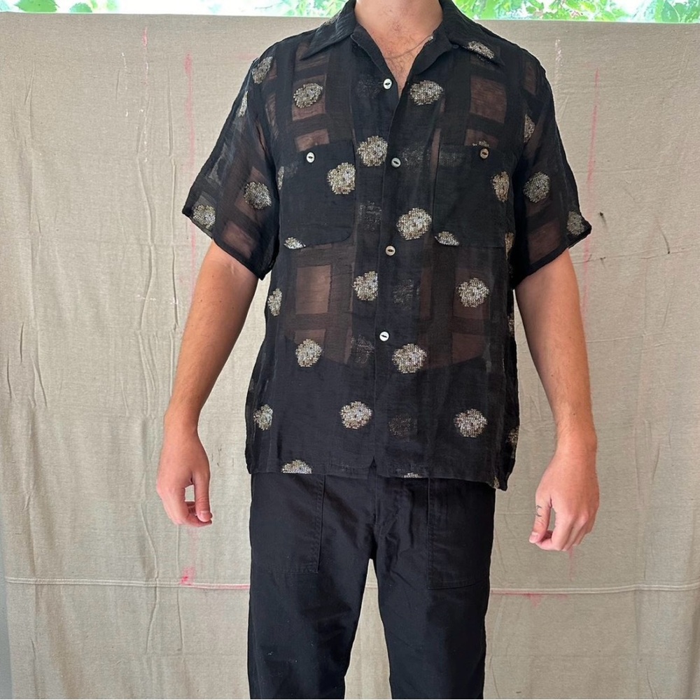 Needles Black Sheer Floral Shirt